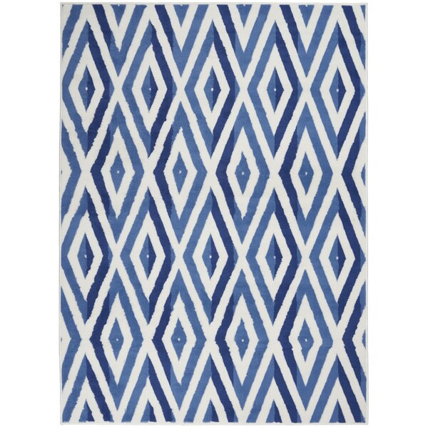 Homeroots 5 x 7 ft. Ivory & Blue Diamond Area Rug 385842 - main